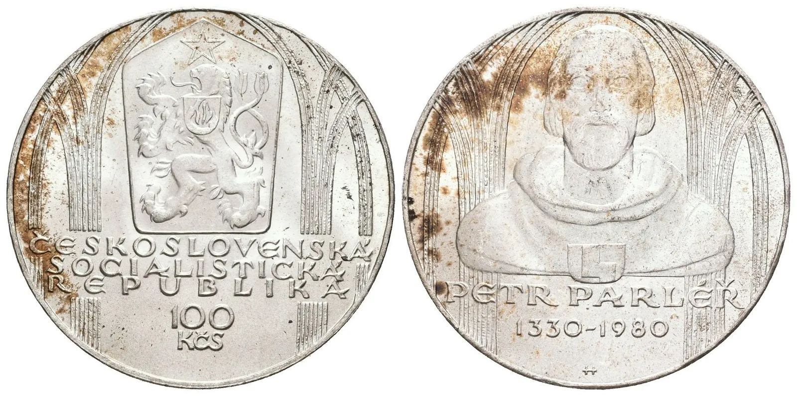 100 Kčs 1980 - Petr Parléř, lesk, patina — 1