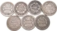 Soubor mincí - Dime 1853, 1853 O, 1856, 1856 O, 1857 O, 1884 S a 1886, — 2