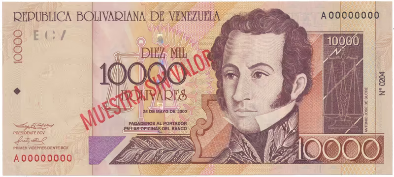 Venezuela, 10.000 Bolivares 2000, anulát - MUESTRA SIN VALOR, P.85as