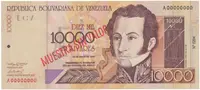 Venezuela, 10.000 Bolivares 2000, anulát - MUESTRA SIN VALOR, P.85as
