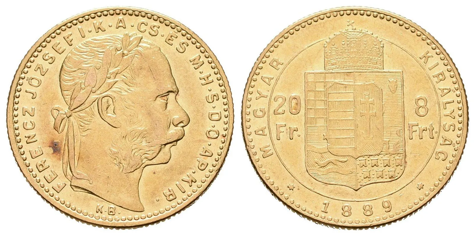 8 Zlatník / 20 Frank 1889 KB
