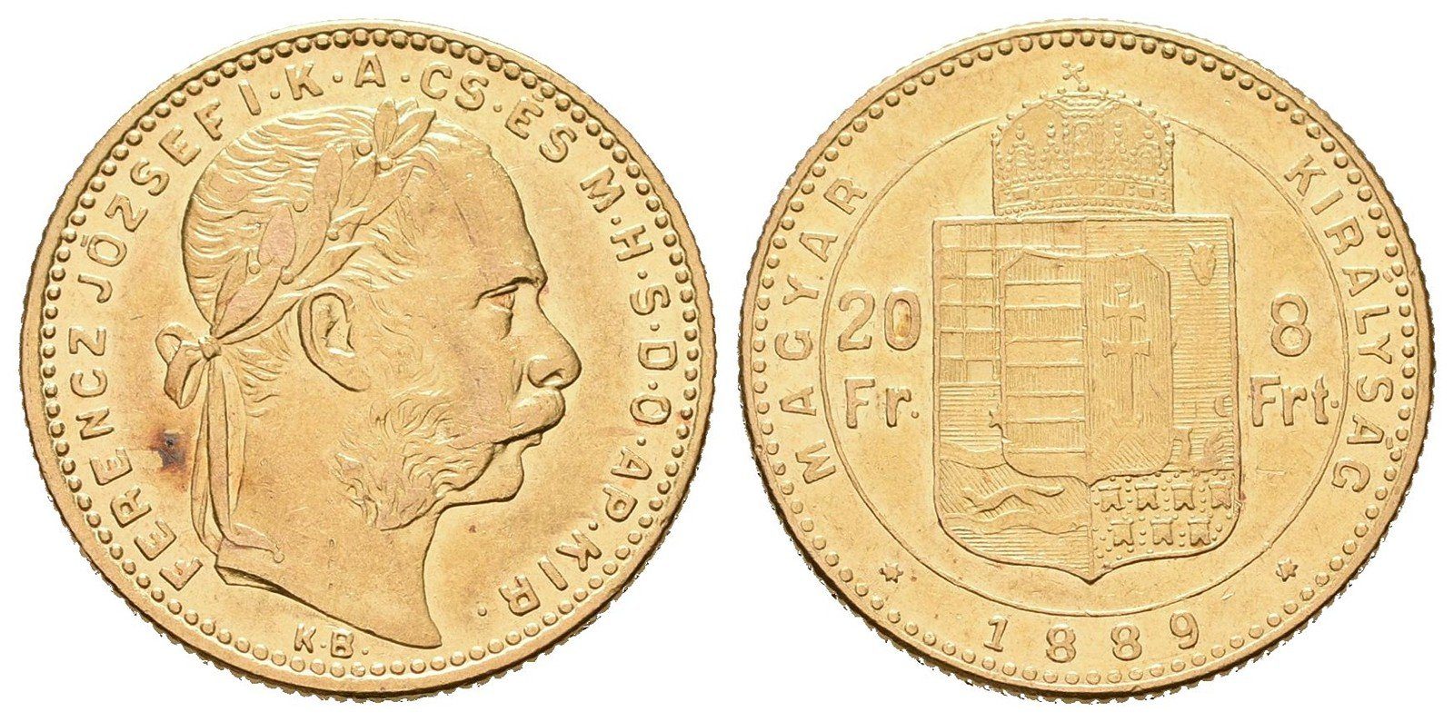 8 Zlatník / 20 Frank 1889 KB