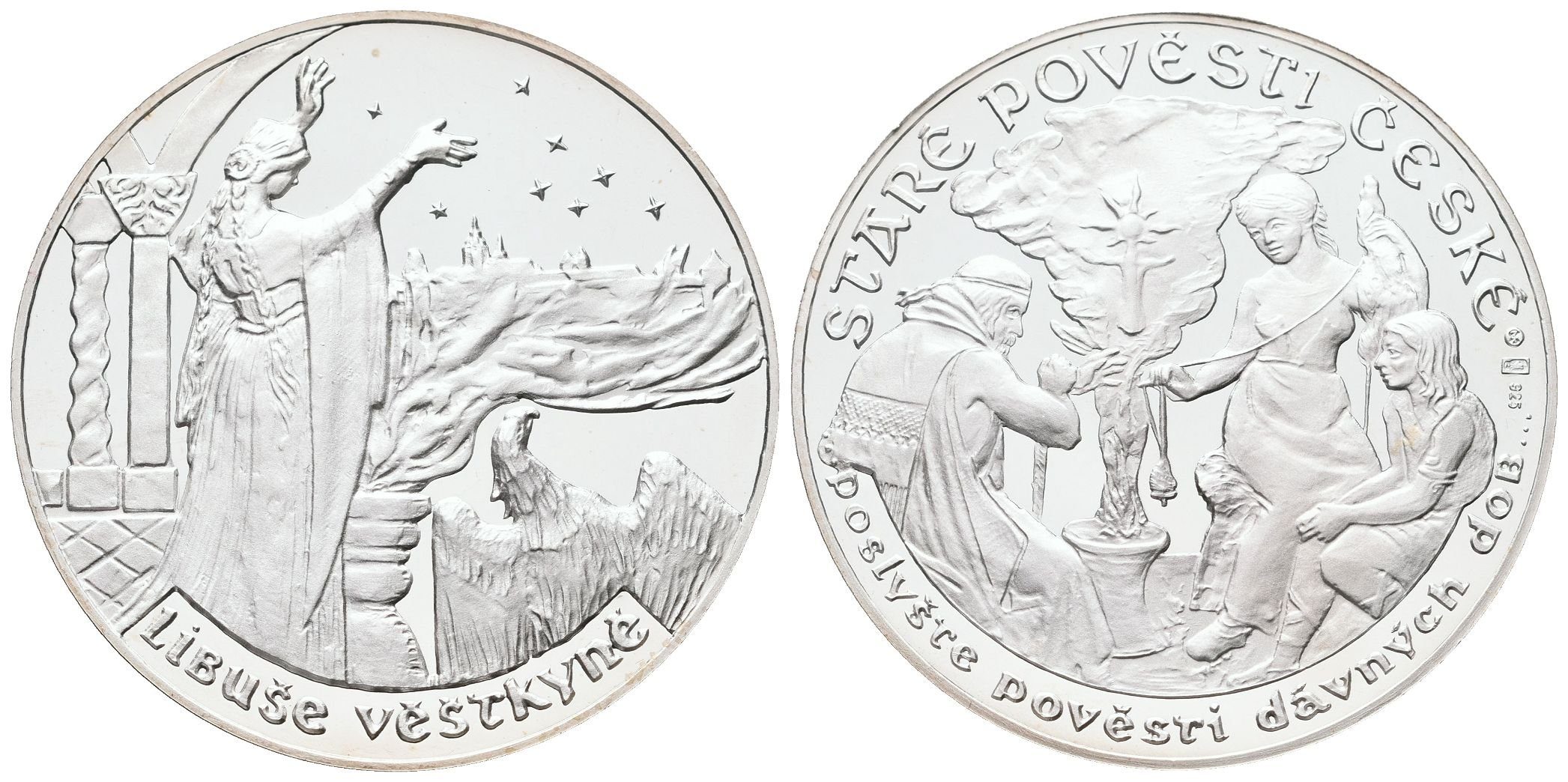Stříbrná investiční medaile - Staré pověsti české - Libuše Veštkyně- Ag 20 g - 925/1000