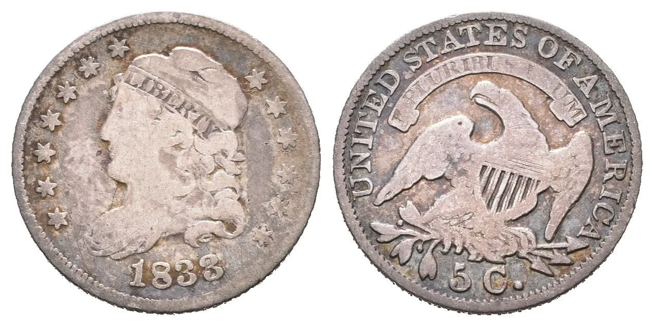 Half Dime 1833, KM.47, pěkná patina — 1