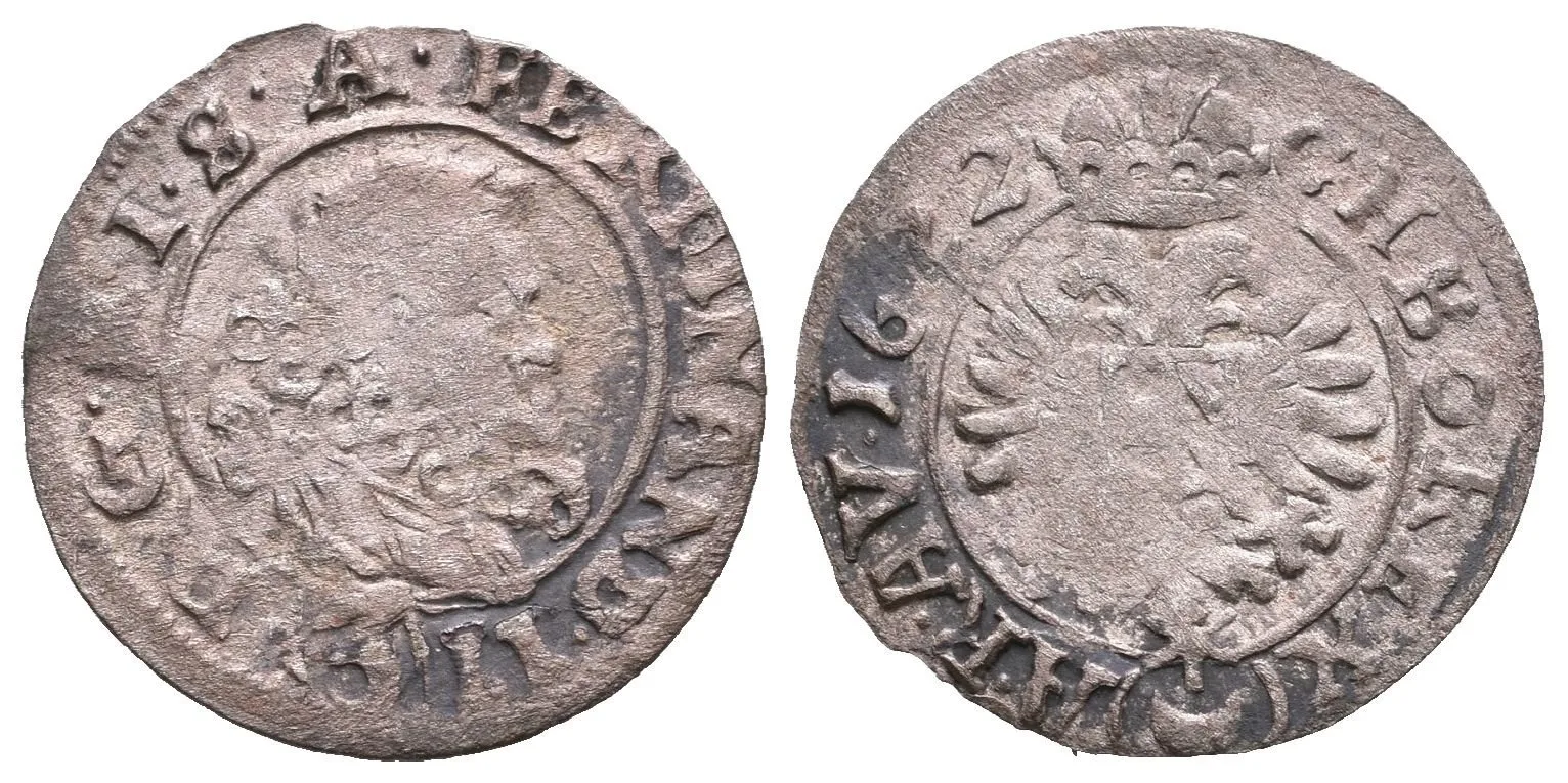 3 Krejcar 1622, Praha-Hübmer, Hal.708, patina, vady střížku — 1