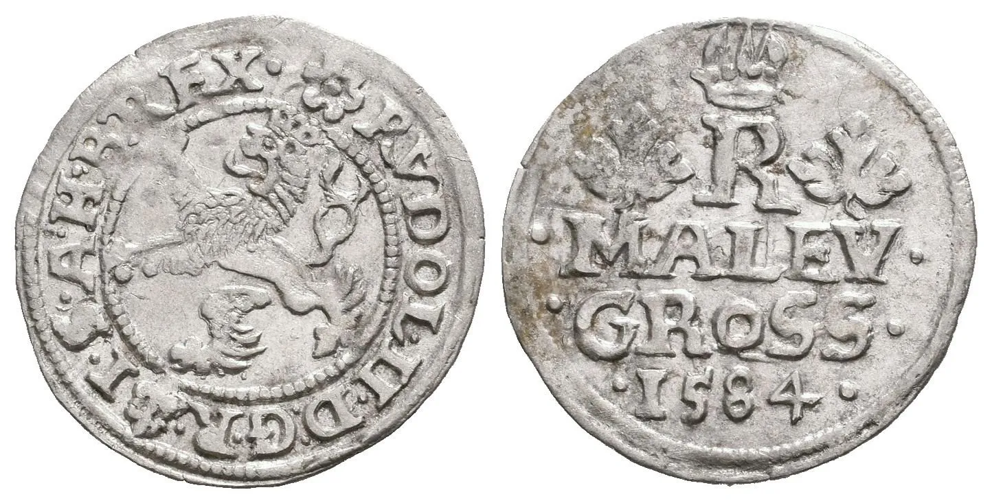 Malý groš 1584, Praha-Ercker, HN.20b (opis 6c), velmi pěkná zachovalost, patina — 1