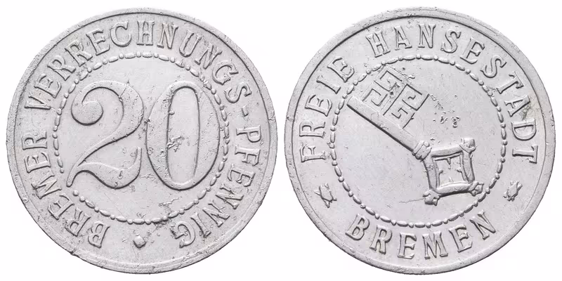 Nouzové ražby, 20 Pfennig 1918 - Brémy