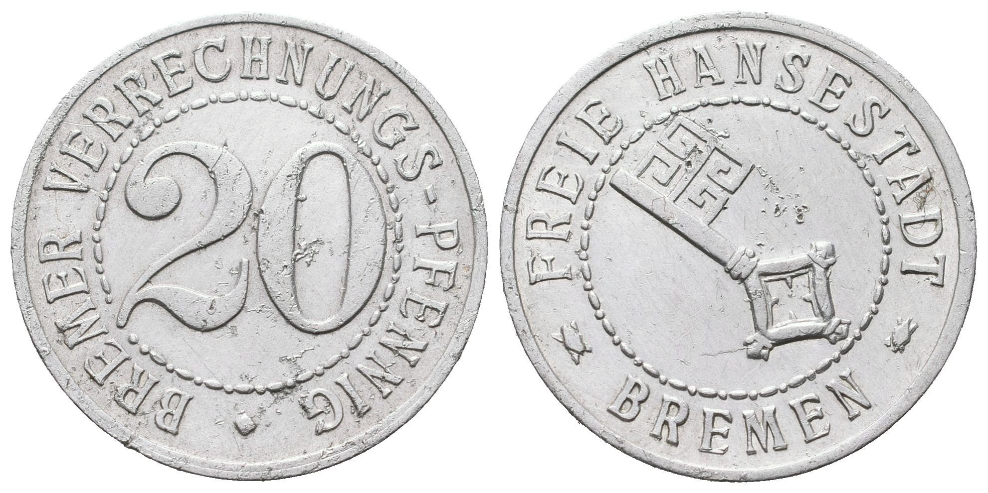 Nouzové ražby, 20 Pfennig 1918 - Brémy