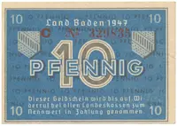 Německo - francouzská okupační zóna, Baden, 10 Pfennig 1947, Ros.209d