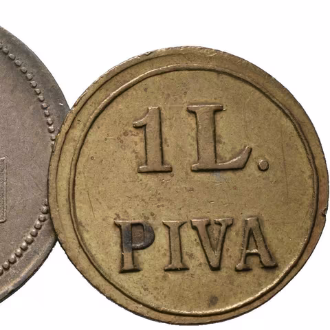 Březnice - Zámecký pivovar Palffy z Erdödu, známka na 1 litr piva.