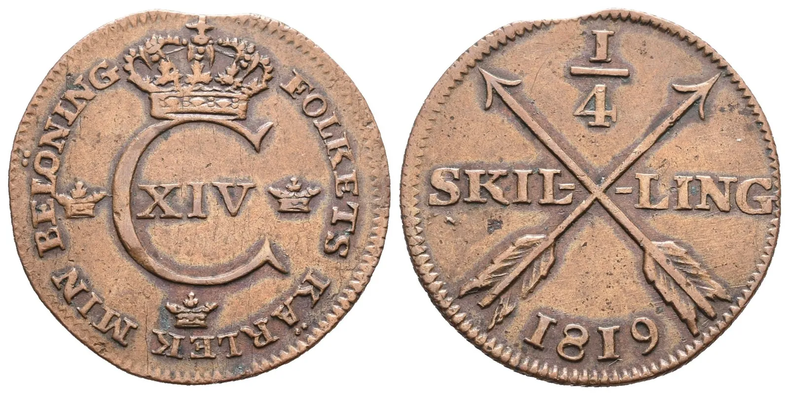Švédsko, 1/4 Šilink 1819