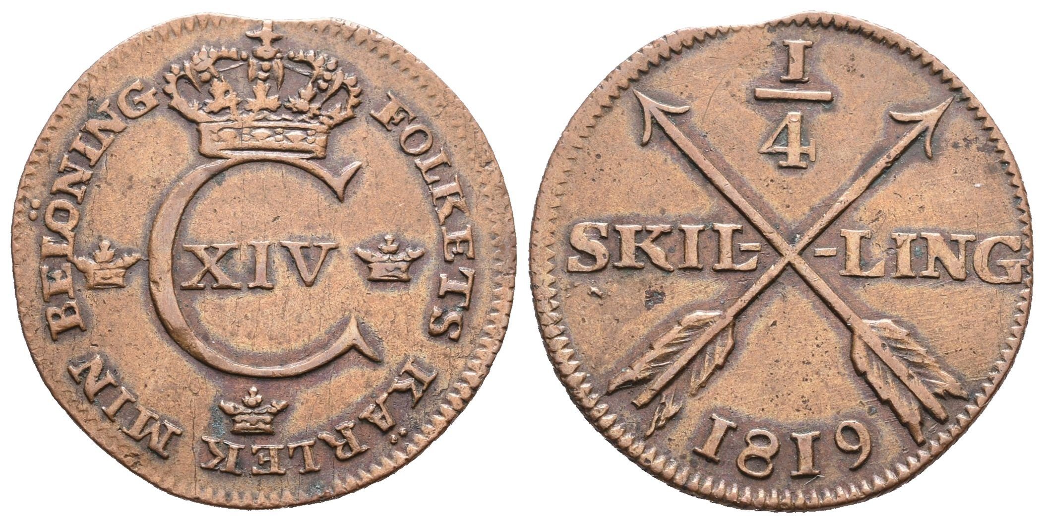 Švédsko, 1/4 Šilink 1819
