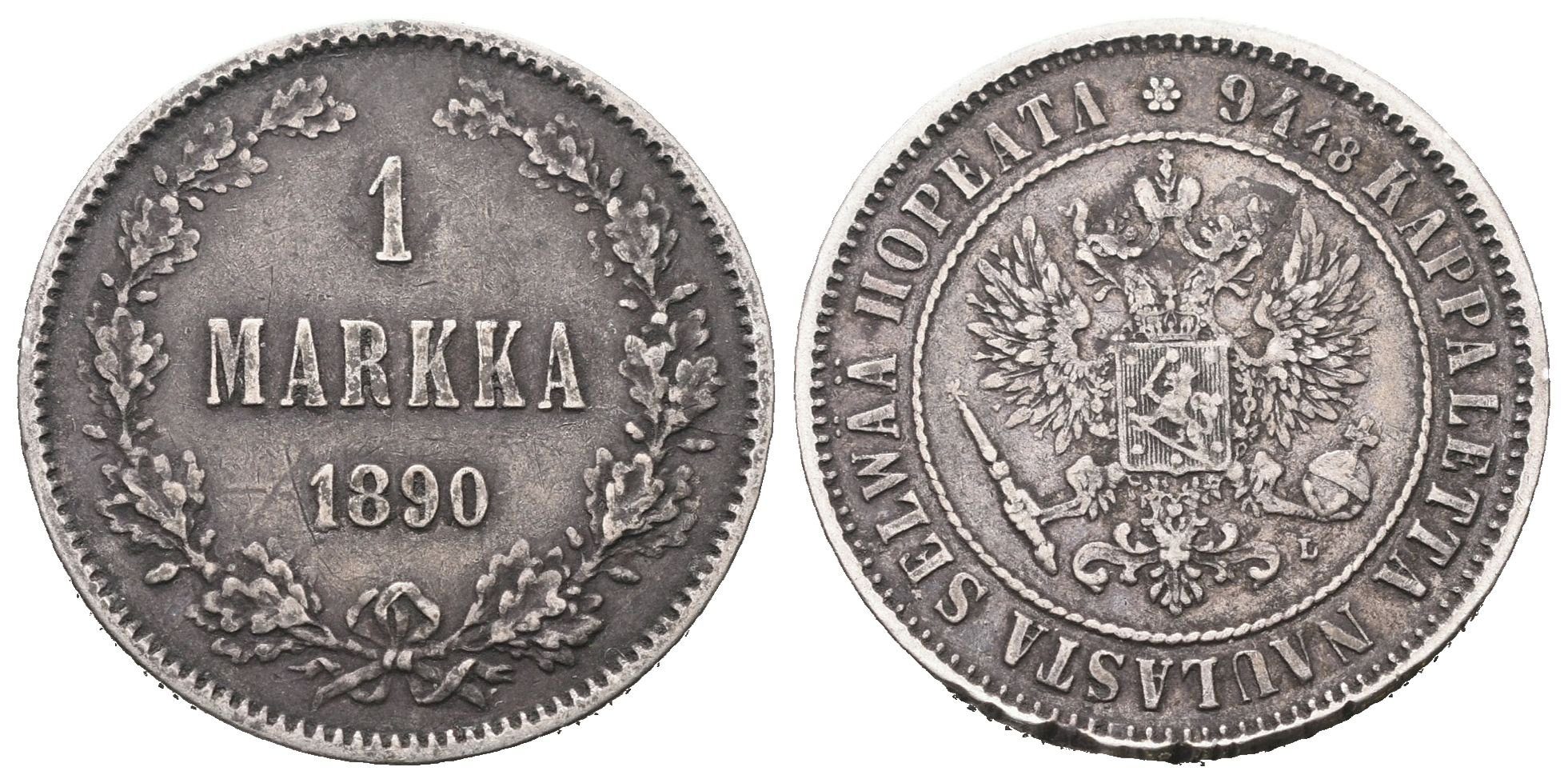 Finsko pod Ruskem, 1 Markka 1890 L