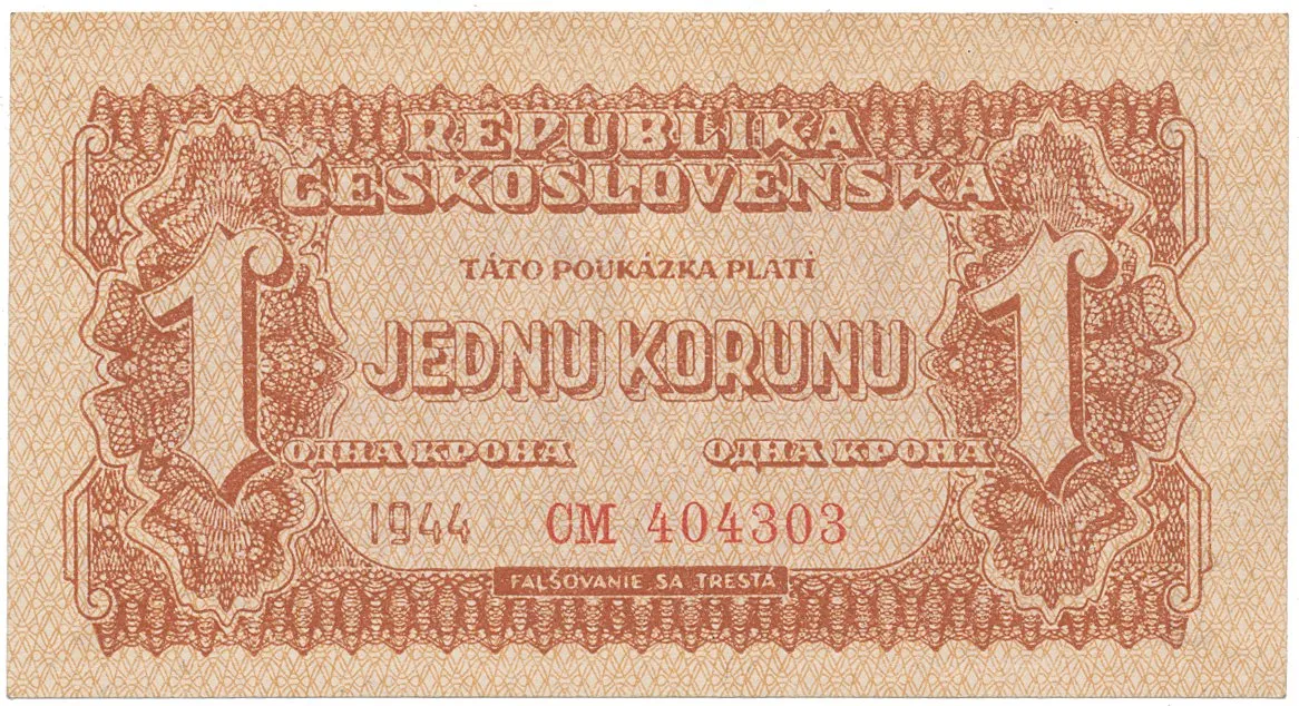 Československo, 1 Koruna 1944, Hej.56a1