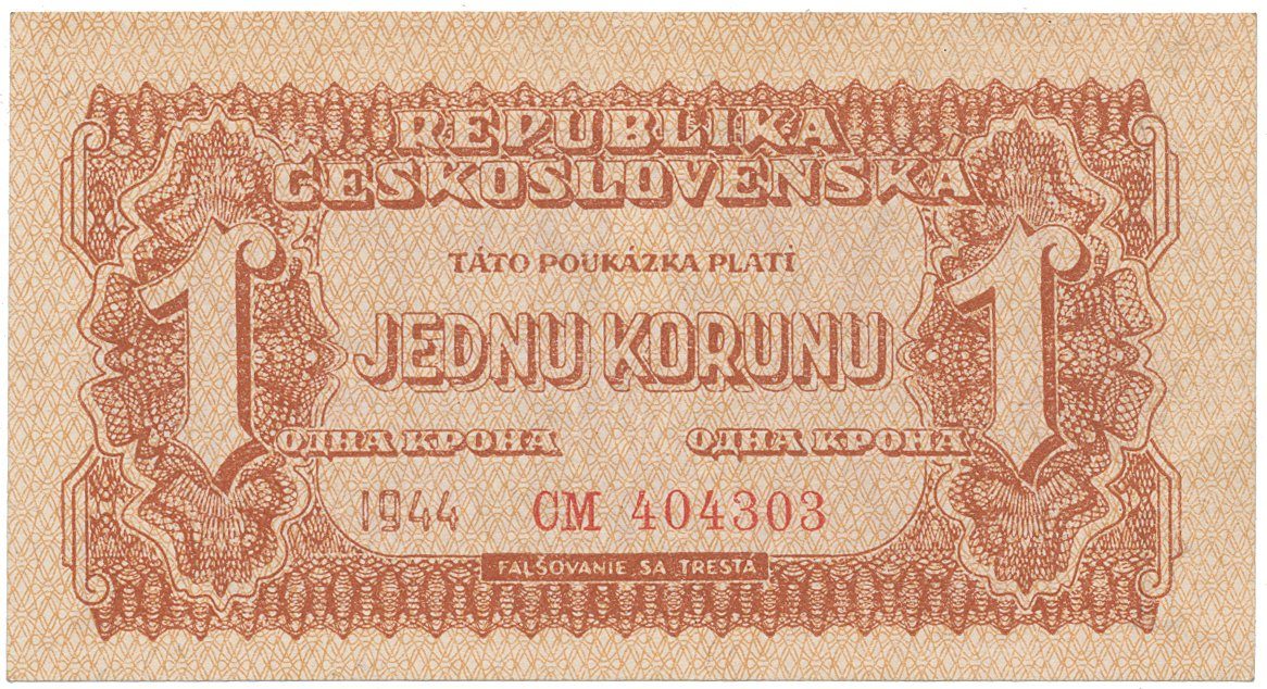 Československo, 1 Koruna 1944, Hej.56a1