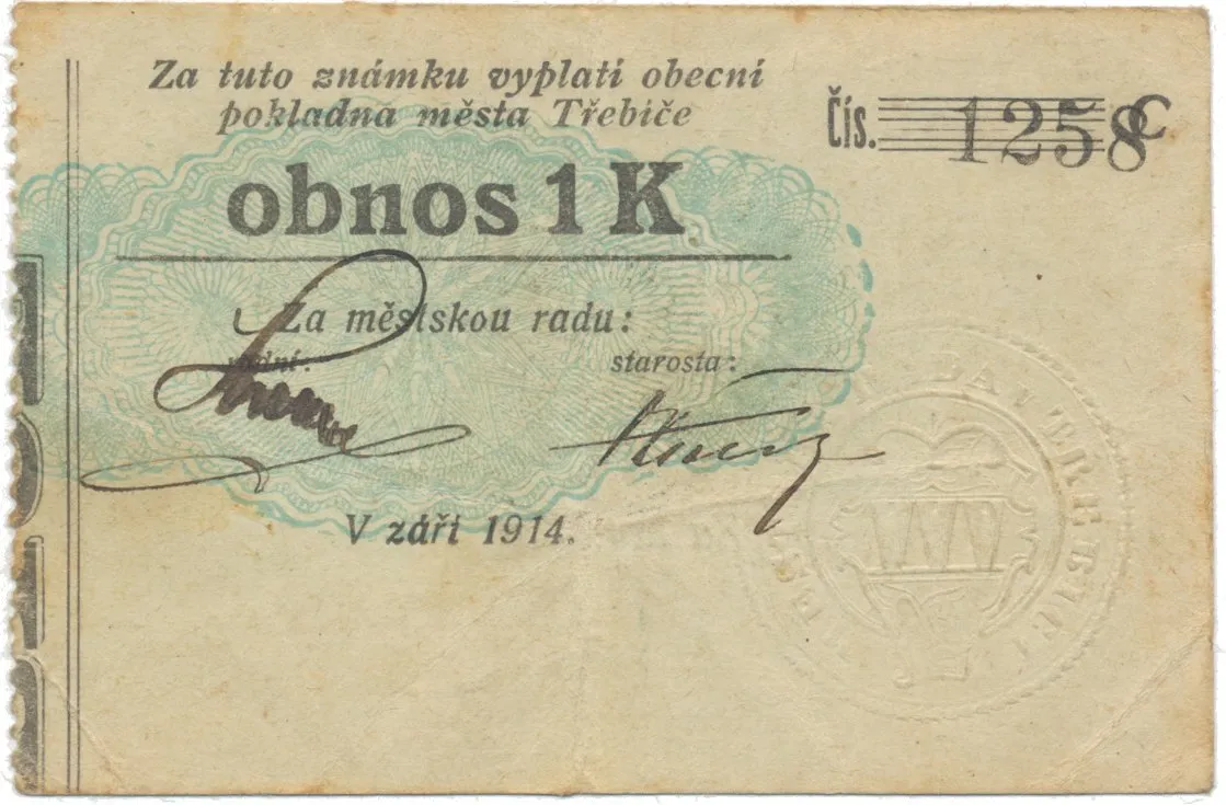 Třebíč - město, 1 K září 1914, silnější K, HH.223.5.10e1