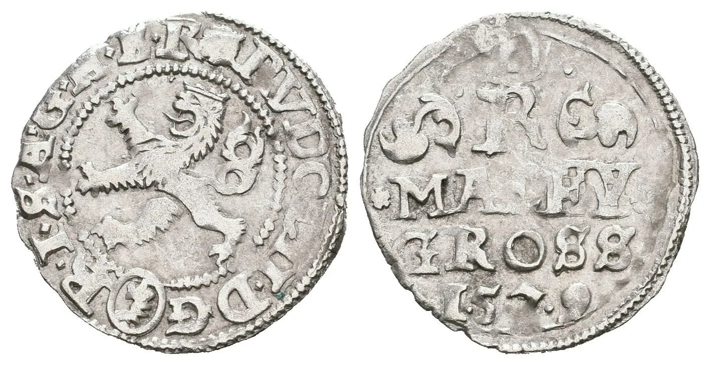 Malý groš 1579, Kutná Hora-Šatný, HN.2b (opis 7a), — 1