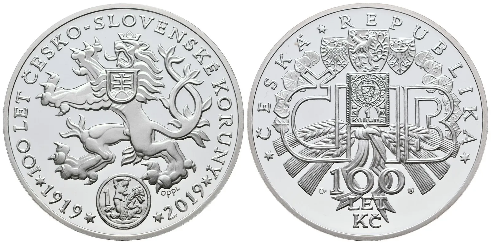AR Medaile 2019 (V. Oppl) - Zlatá mince 100 000 000Kč vzor 2019 k 100. — 1