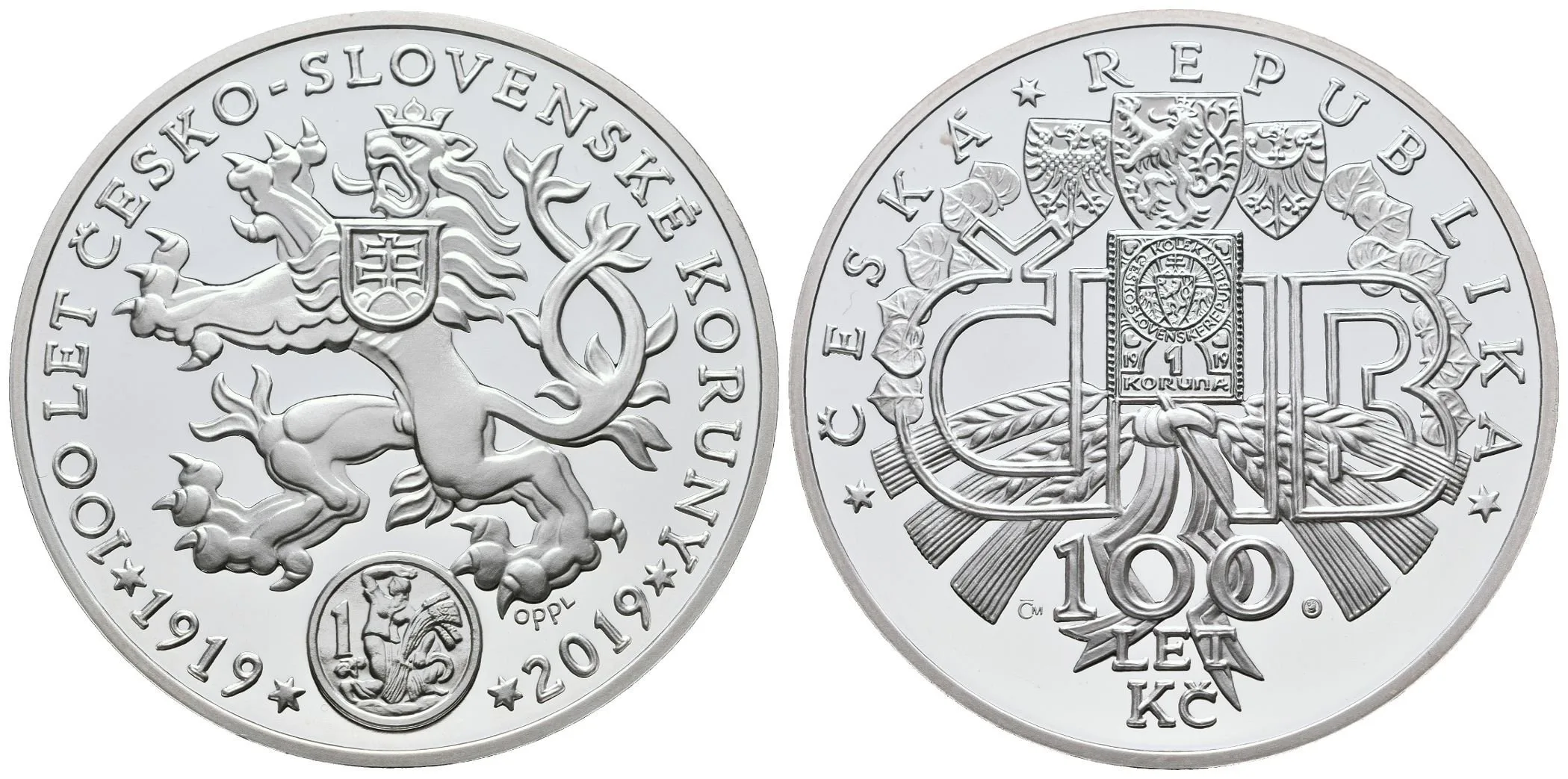 AR Medaile 2019 (V. Oppl) - Zlatá mince 100 000 000Kč vzor 2019 k 100. — 1