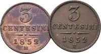 3 Centesimi 1852 M, 1852 V