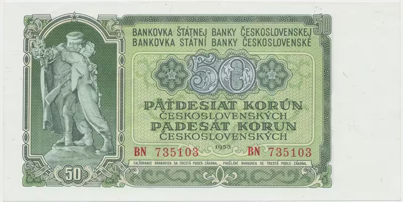 Československo, 50 Koruna 1953, tisk Moskva, série BN, Hej.94a1