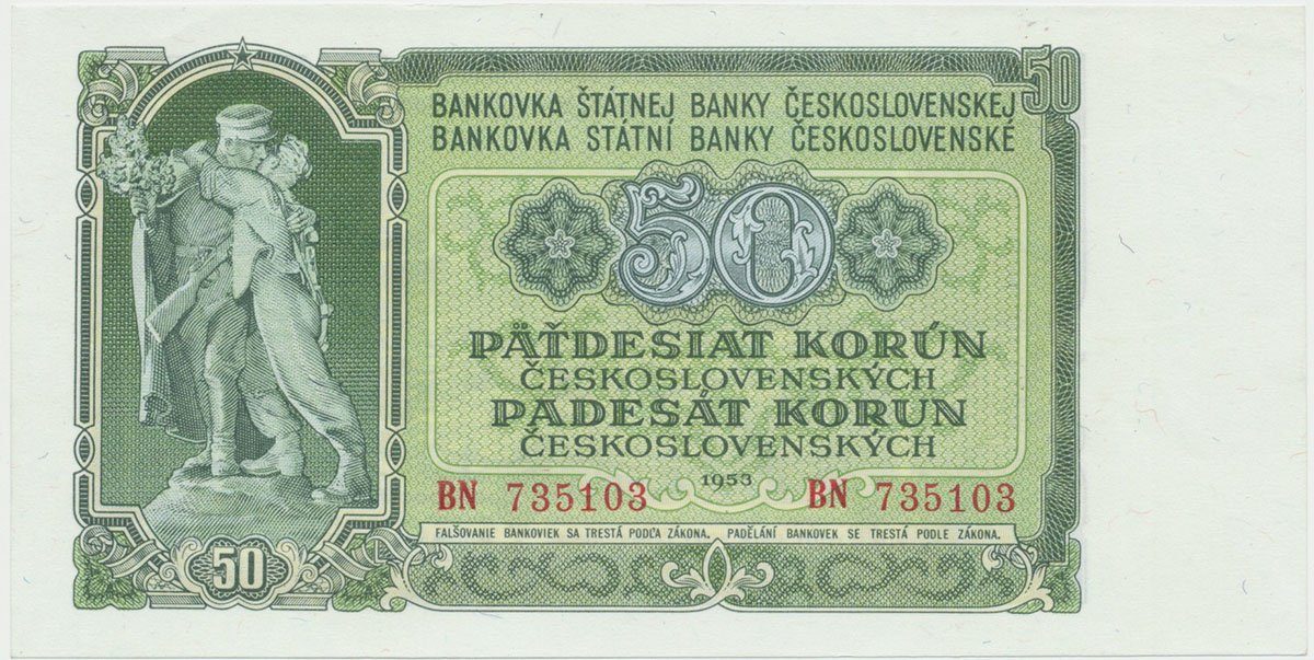 Československo, 50 Koruna 1953, tisk Moskva, série BN, Hej.94a1