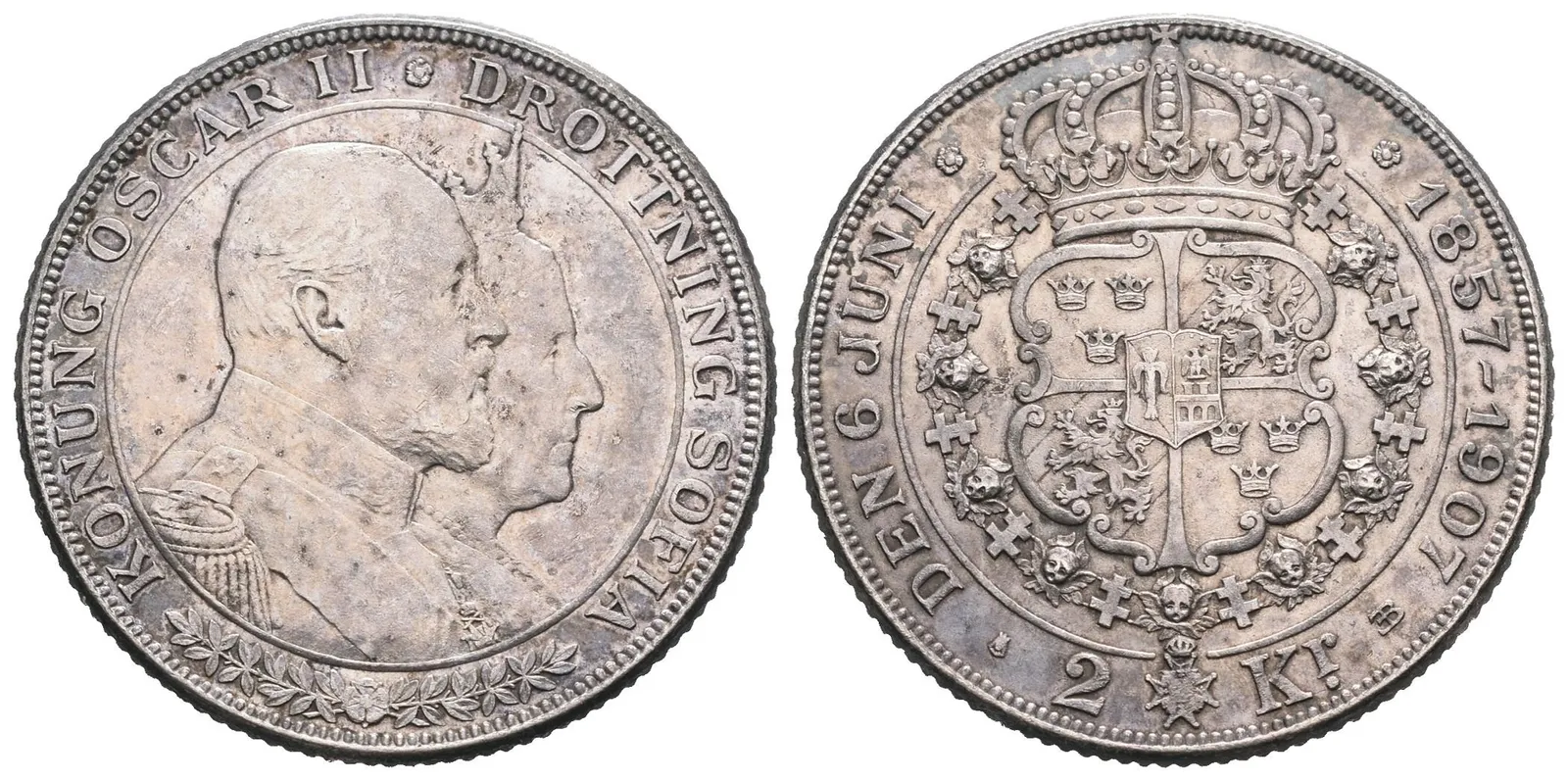 Švédsko, 2 Koruna 1907 EB - Pamětní