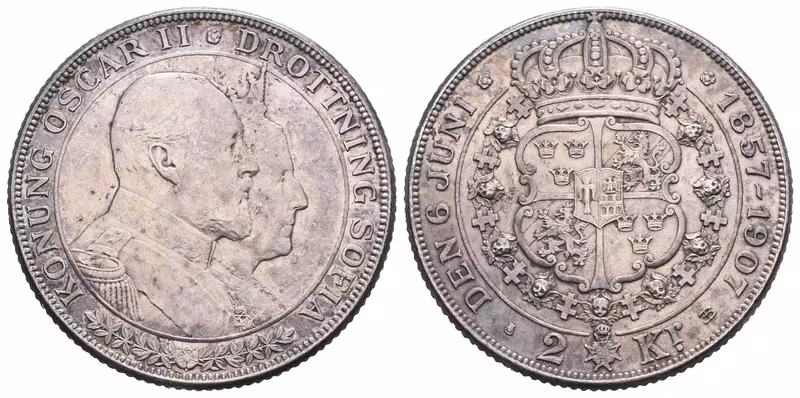 Švédsko, 2 Koruna 1907 EB - Pamětní