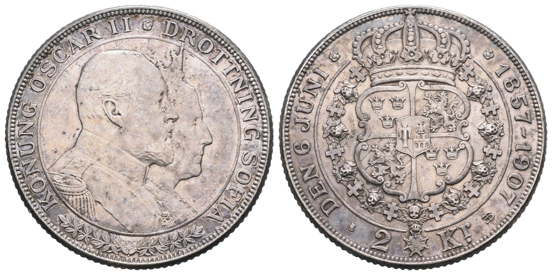 Švédsko, 2 Koruna 1907 EB - Pamětní