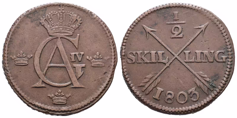 Švédsko, 1/2 Šilinku 1803