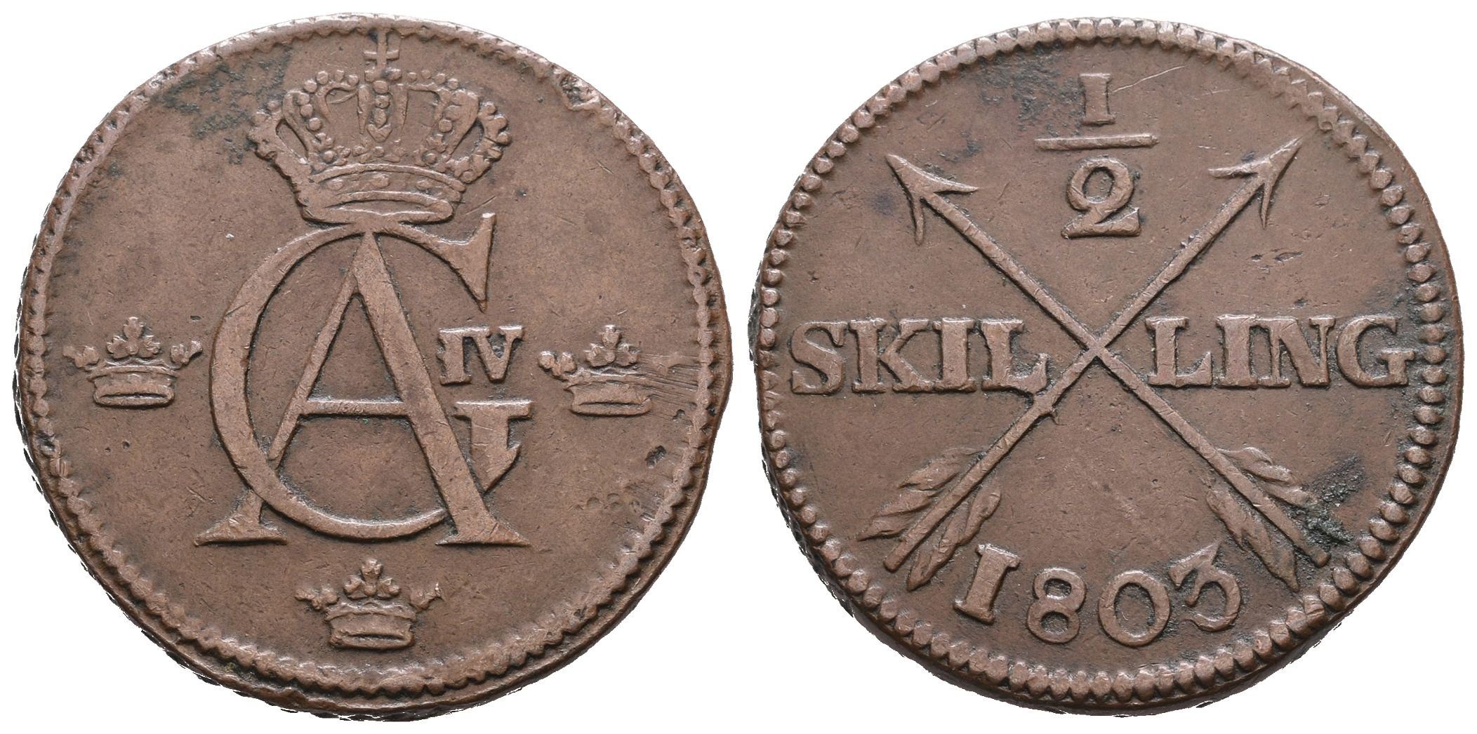 Švédsko, 1/2 Šilinku 1803