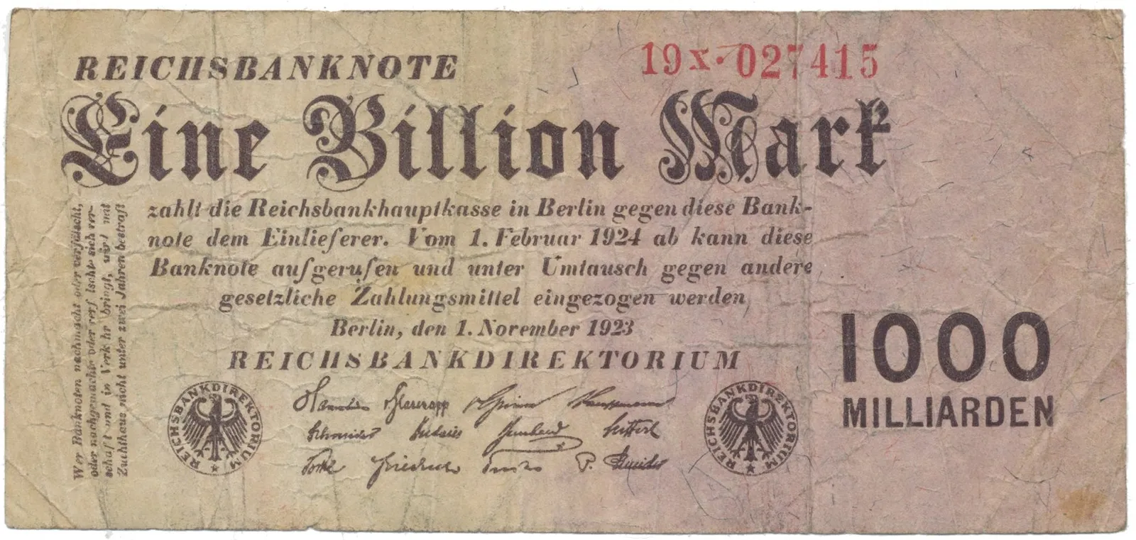 Německo, 1 Billion Mark 1923, Ro.126b