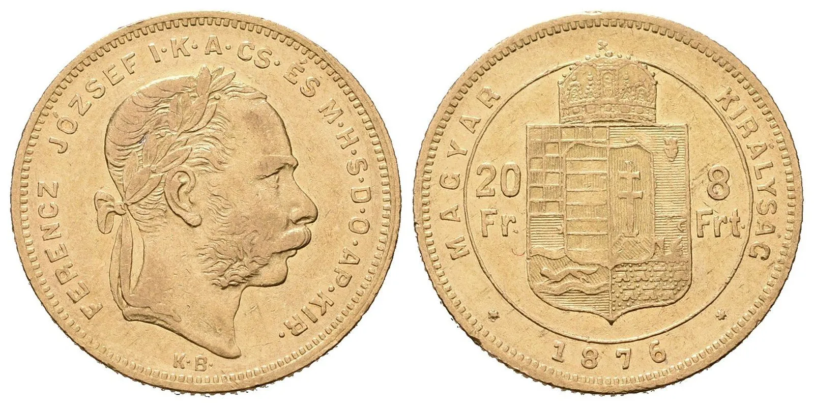 8 Zlatník / 20 Frank 1876 KB