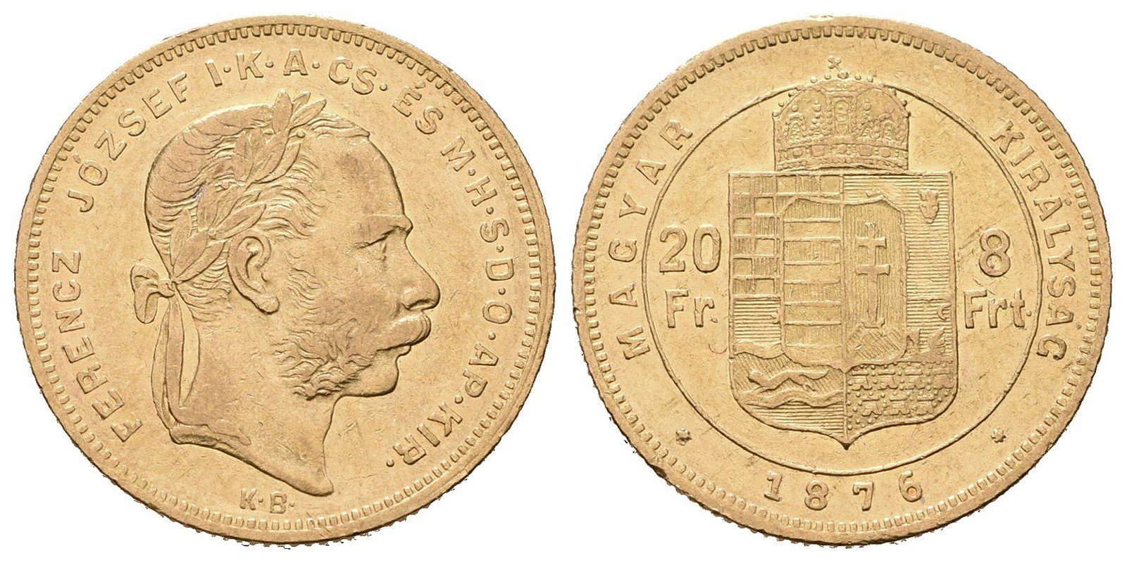8 Zlatník / 20 Frank 1876 KB