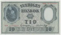Švédsko, 10 Kronor 1945, červený číslovač, P.40f