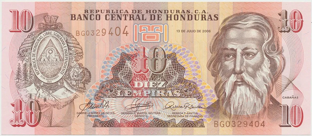 Honduras, 10 Lempiras 2006, P.86b-d