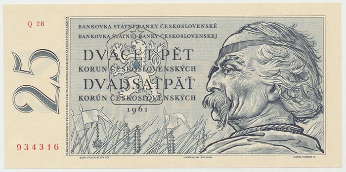 Československo, 25 Koruna 1961, Hej.100b