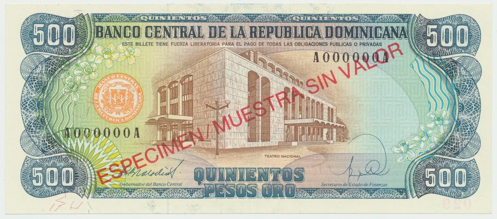 Dominikánská republika, 500 Pesos Oro 1988, P.129s