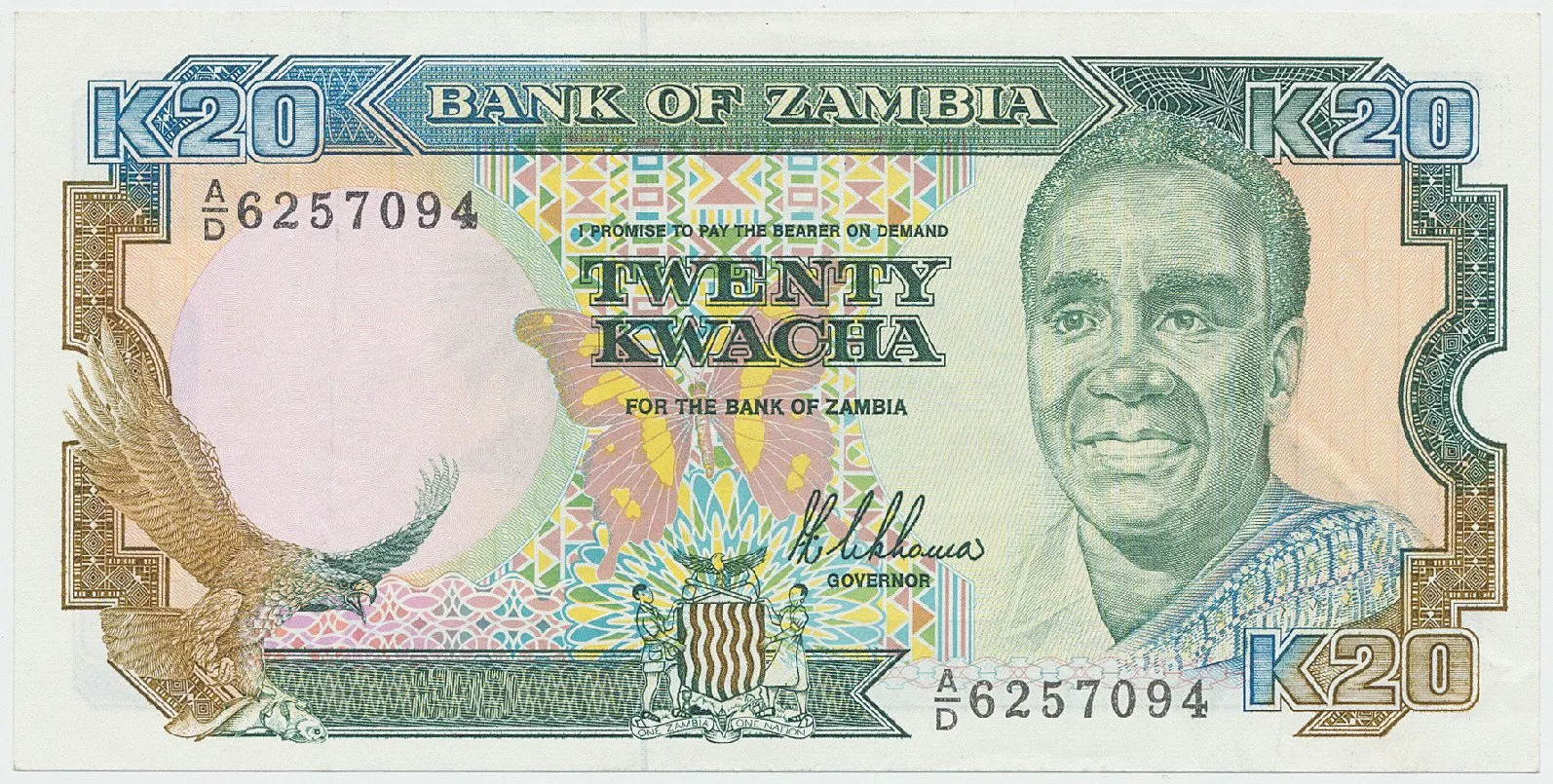 Zambie, 20 Kwacha (1989~1991), P.32a