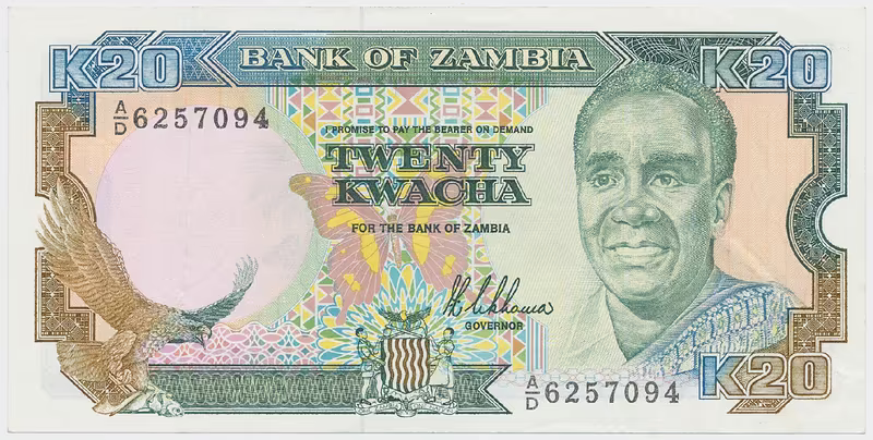 Zambie, 20 Kwacha (1989~1991), P.32a