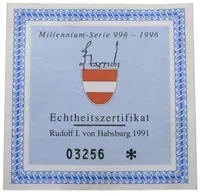 Rakousko, 100 Schilling 1991 - Král Rudolf I. Habsburský - fotografie 2