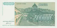 Jugoslávie, 500.000 Dinara 1993, anulát AA 0000000, P.131 - fotografie 2