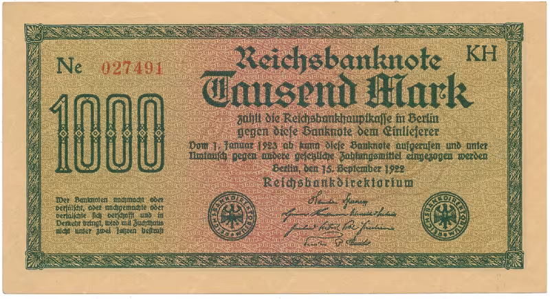 Německo, 1000 Mark 1922, vod. Dornen, Ro.75d