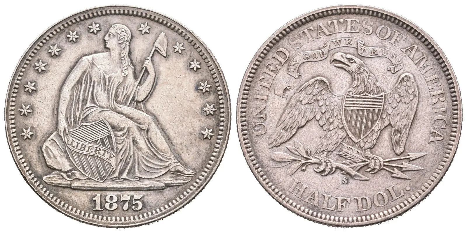1 Dollar 1875 S, San Francisco, nep. čištěn, patina — 1