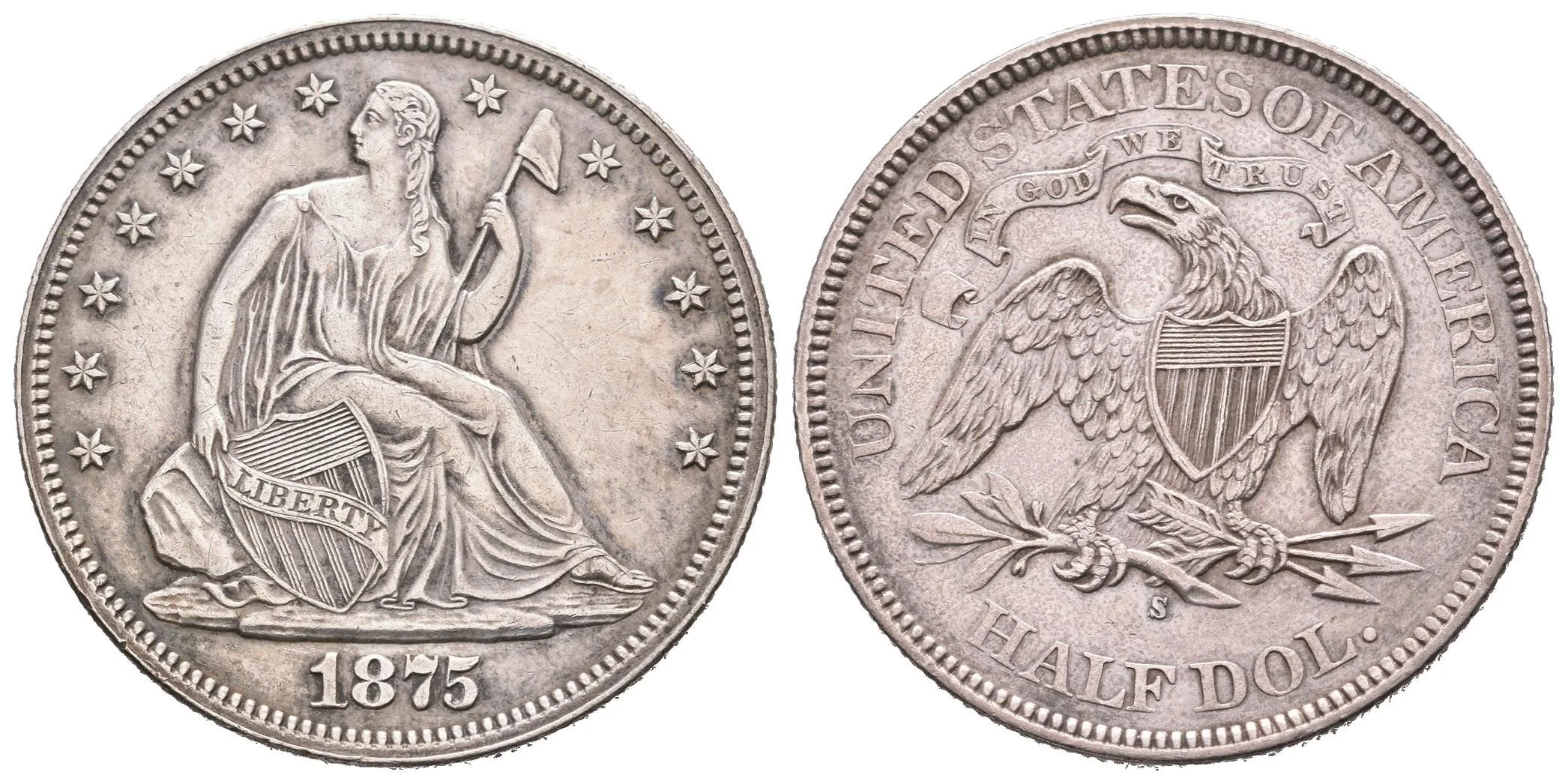 1 Dollar 1875 S, San Francisco, nep. čištěn, patina — 1