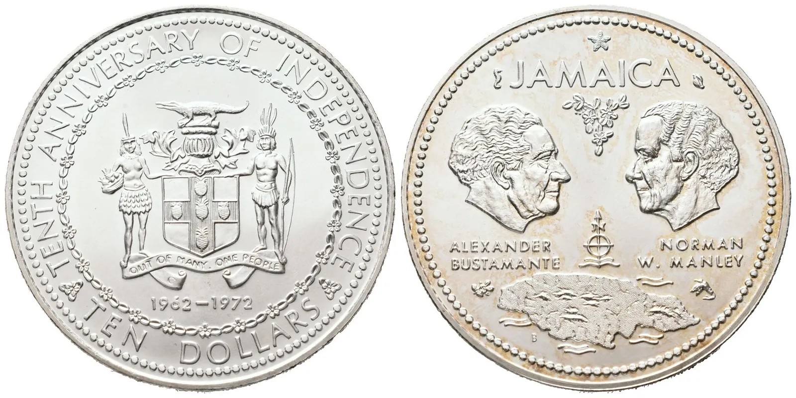 Jamajka, 10 Dollarů 1972 - Nezávislost