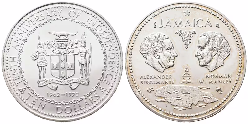 Jamajka, 10 Dollarů 1972 - Nezávislost