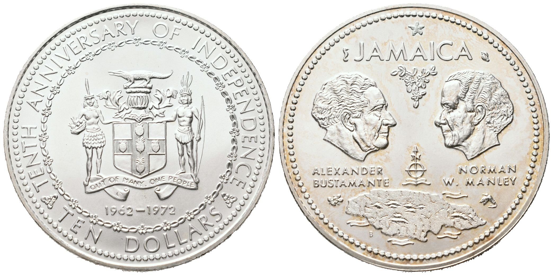 Jamajka, 10 Dollarů 1972 - Nezávislost