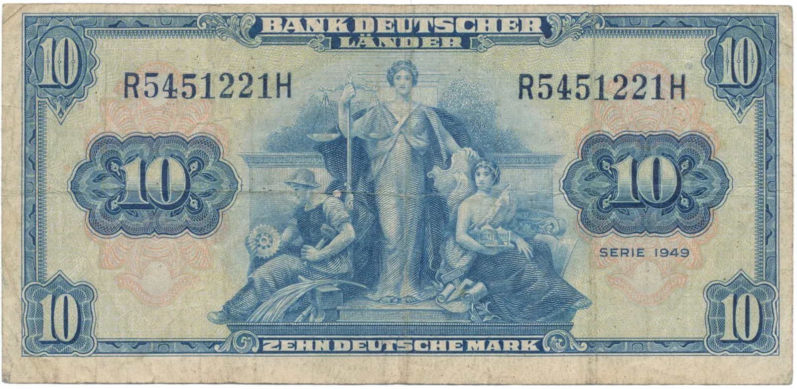 Německo - NSR, 10 DM 1948, Ros.258