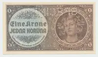 Protektorát Čechy a Morava, 1 Koruna b.d. (1940), tisk Haase, série H, perf. 1x SPECIMEN z rubu, Hej.30b.S4 - fotografie 2